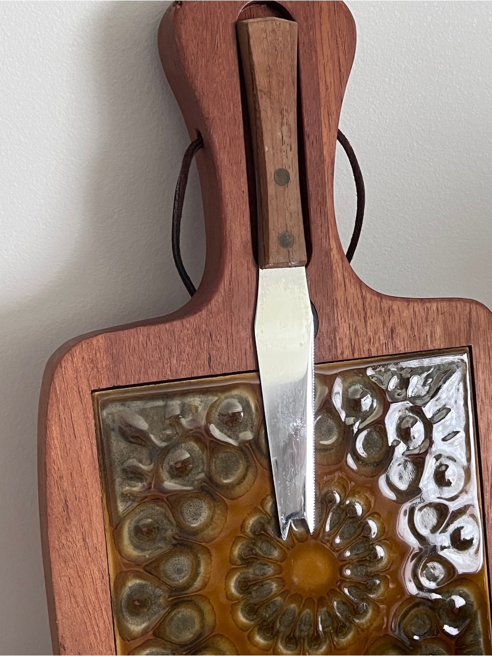 Vintage Danish Teak & Ceramic Cheese Board MCM Denmark - Picture 5 of 9